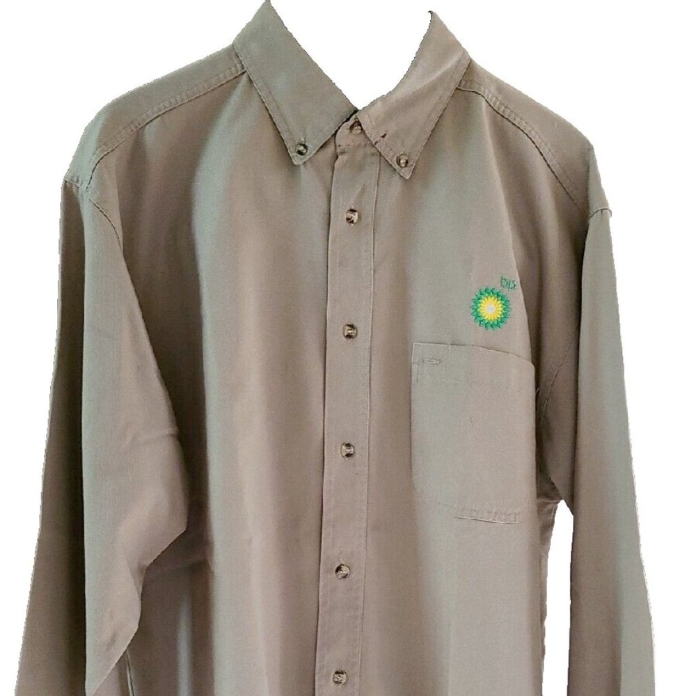 Blue Generation Long sleeve Button Down Men's Twill Shirt Embroidered "BP" Logo